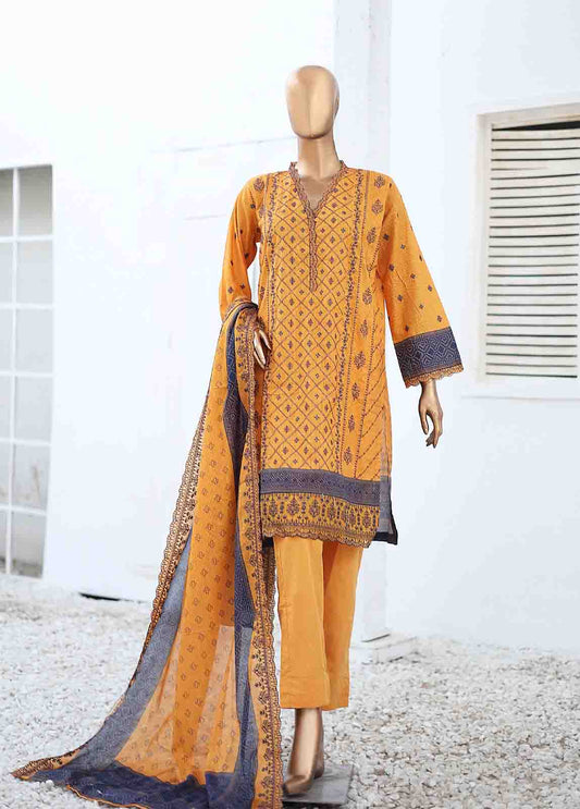 SM-ED-0068- 3 Piece Embroidered Stitched Suit