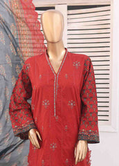 SM-ED-007 A- 3 Piece Embroidered Stitched Suit