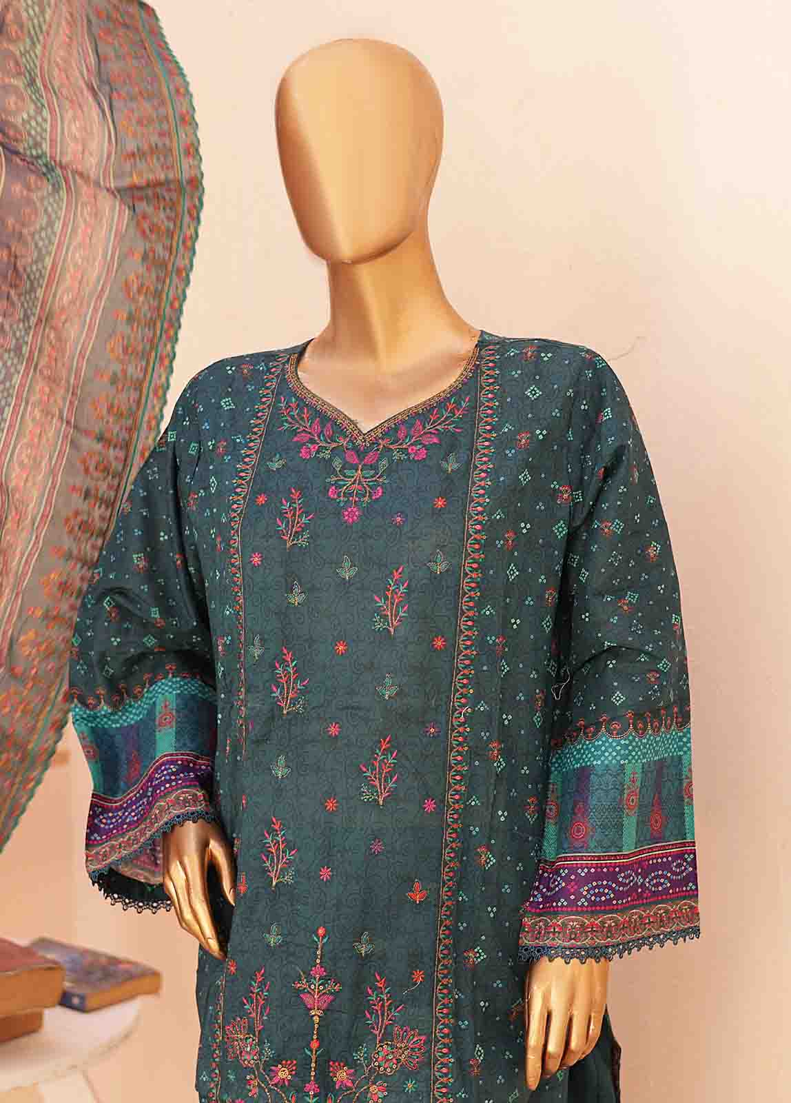 Bin Saeed Fabric - SM-ED-096- 3 Piece Embroidered Stitched Suit