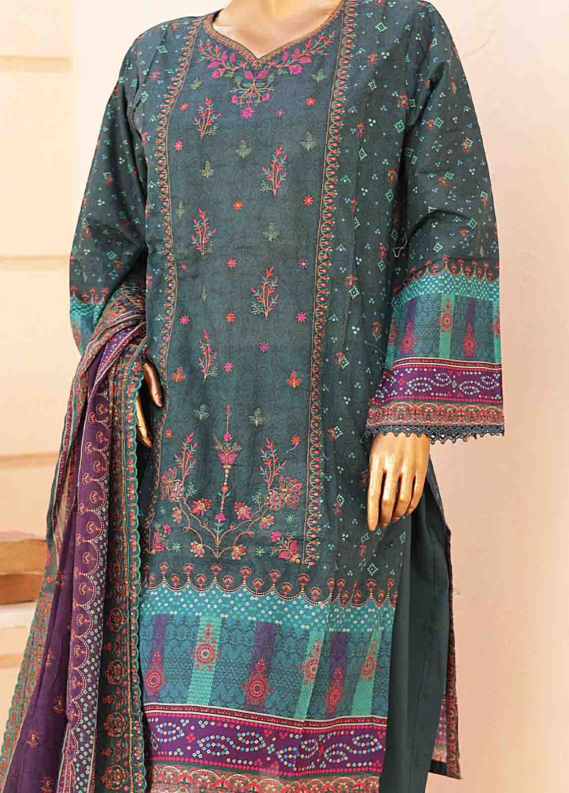 Bin Saeed Fabric - SM-ED-096- 3 Piece Embroidered Stitched Suit
