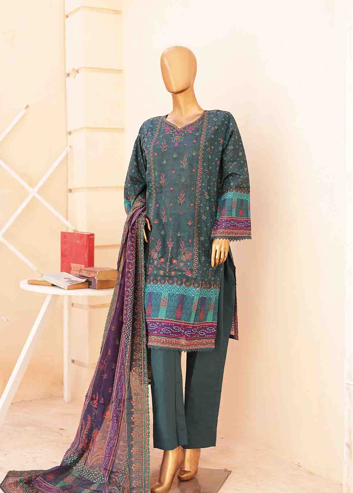 Bin Saeed Fabric - SM-ED-096- 3 Piece Embroidered Stitched Suit