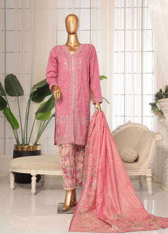 SM-EKS-002 O-A - 3 Piece Printed Embroidered Stitched Suit