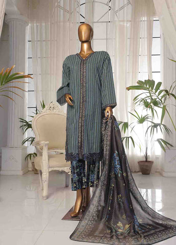 SM-EKS-004 B-B- 3 Piece Printed Embroidered Stitched Suit