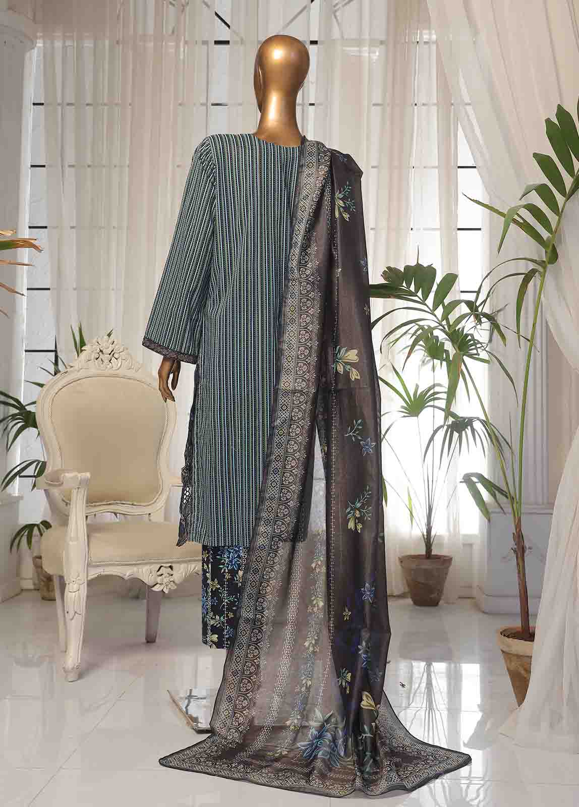 Bin Saeed Fabric - SM-EKS-004 B-B- 3 Piece Printed Embroidered Stitched Suit