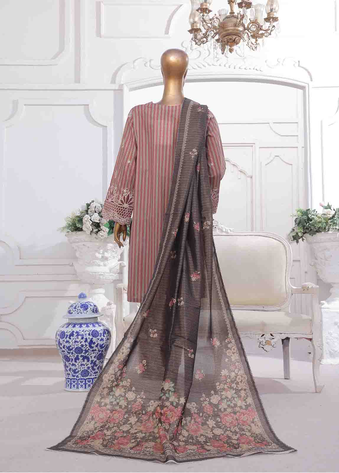 Bin Saeed Fabric - SM-EKS-005 A -3 Piece Printed Embroidered Stitched Suit