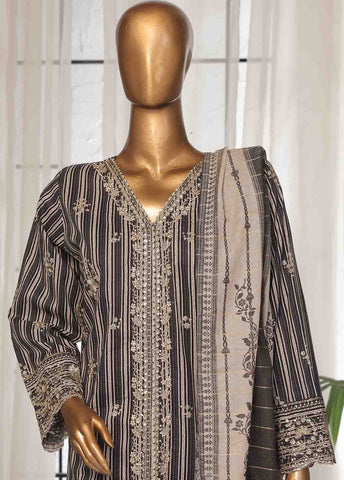 SM-EKS-007 O-B- 3 Piece Printed Embroidered Stitched Suit