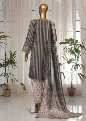 SM-EKS-007 O-B- 3 Piece Printed Embroidered Stitched Suit