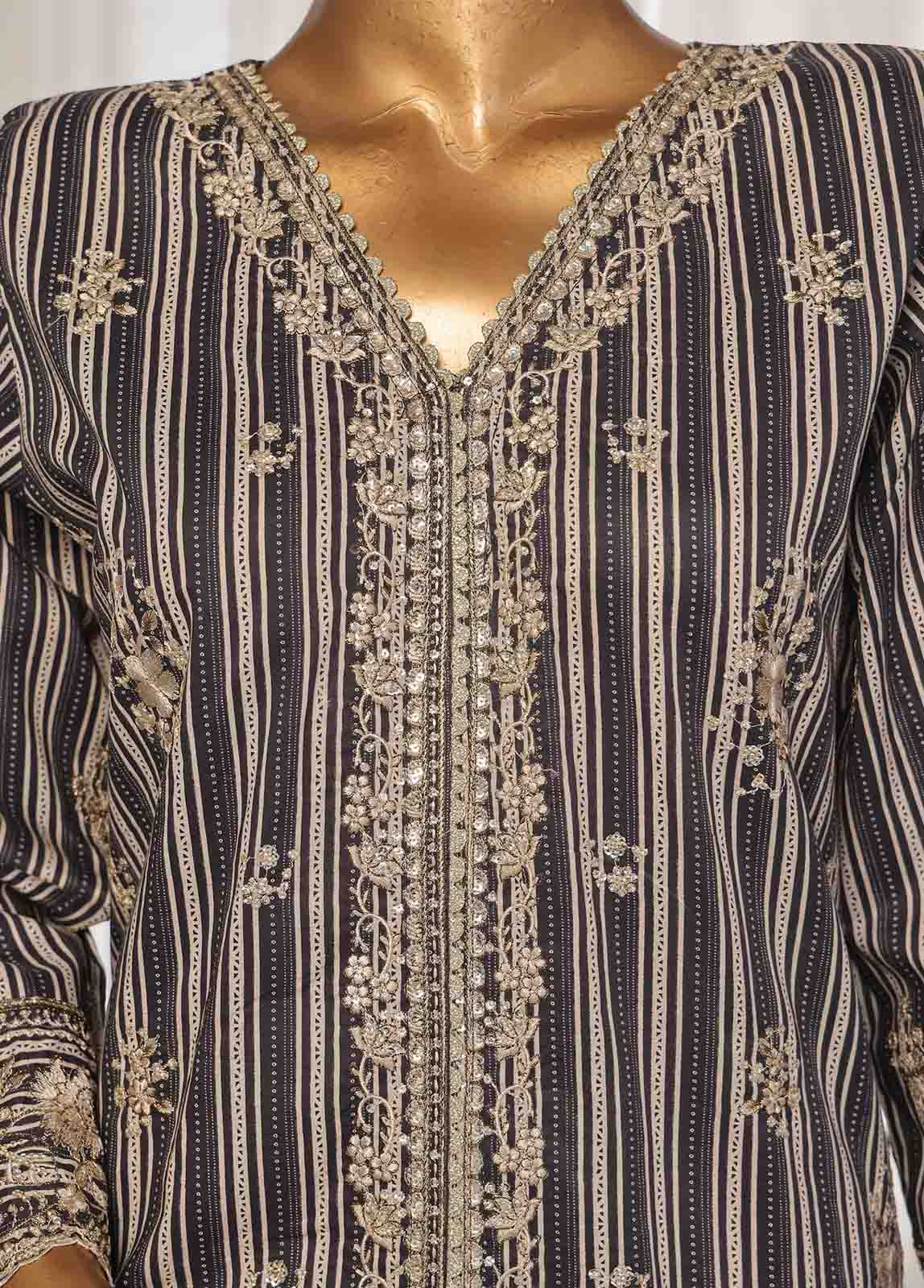 Bin Saeed Fabric - SM-EKS-007 O-B- 3 Piece Printed Embroidered Stitched Suit