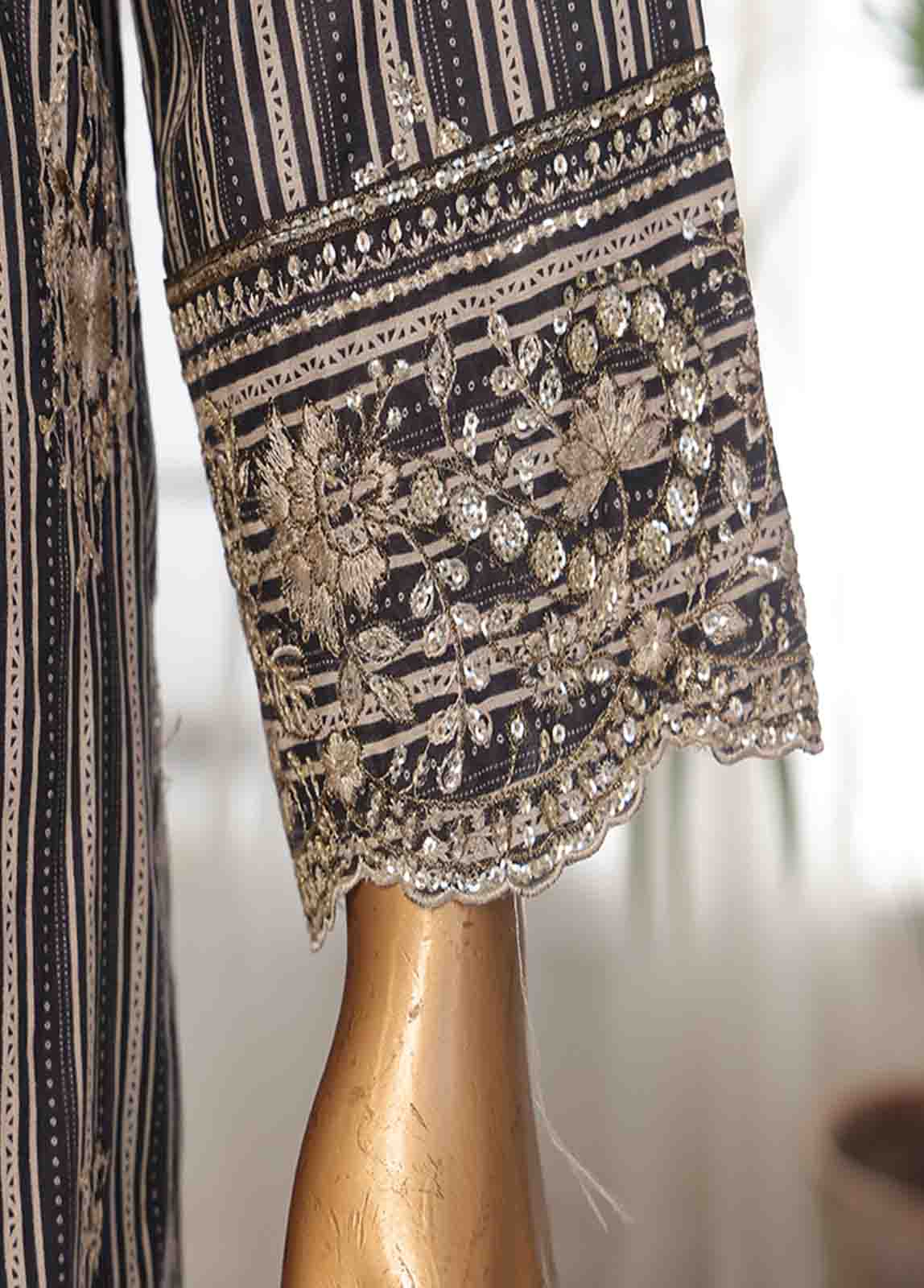 Bin Saeed Fabric - SM-EKS-007 O-B- 3 Piece Printed Embroidered Stitched Suit