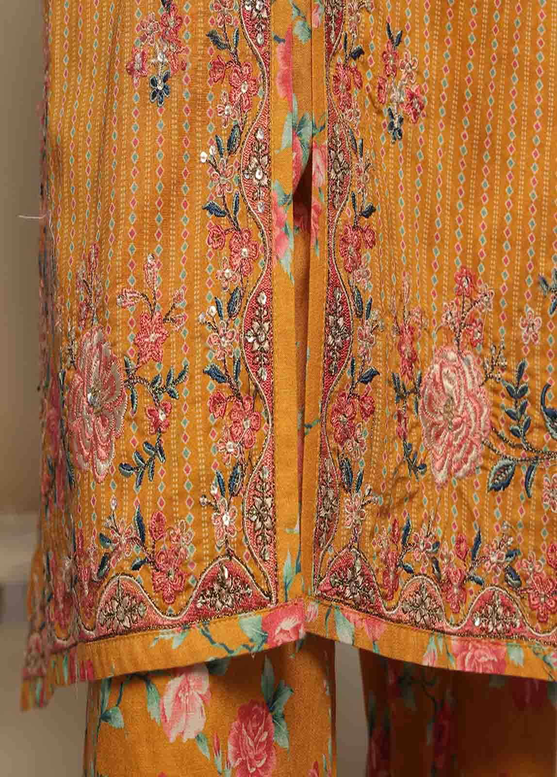 Bin Saeed Fabric - SM-EKS-010 O-B- 3 Piece Printed Embroidered Stitched Suit