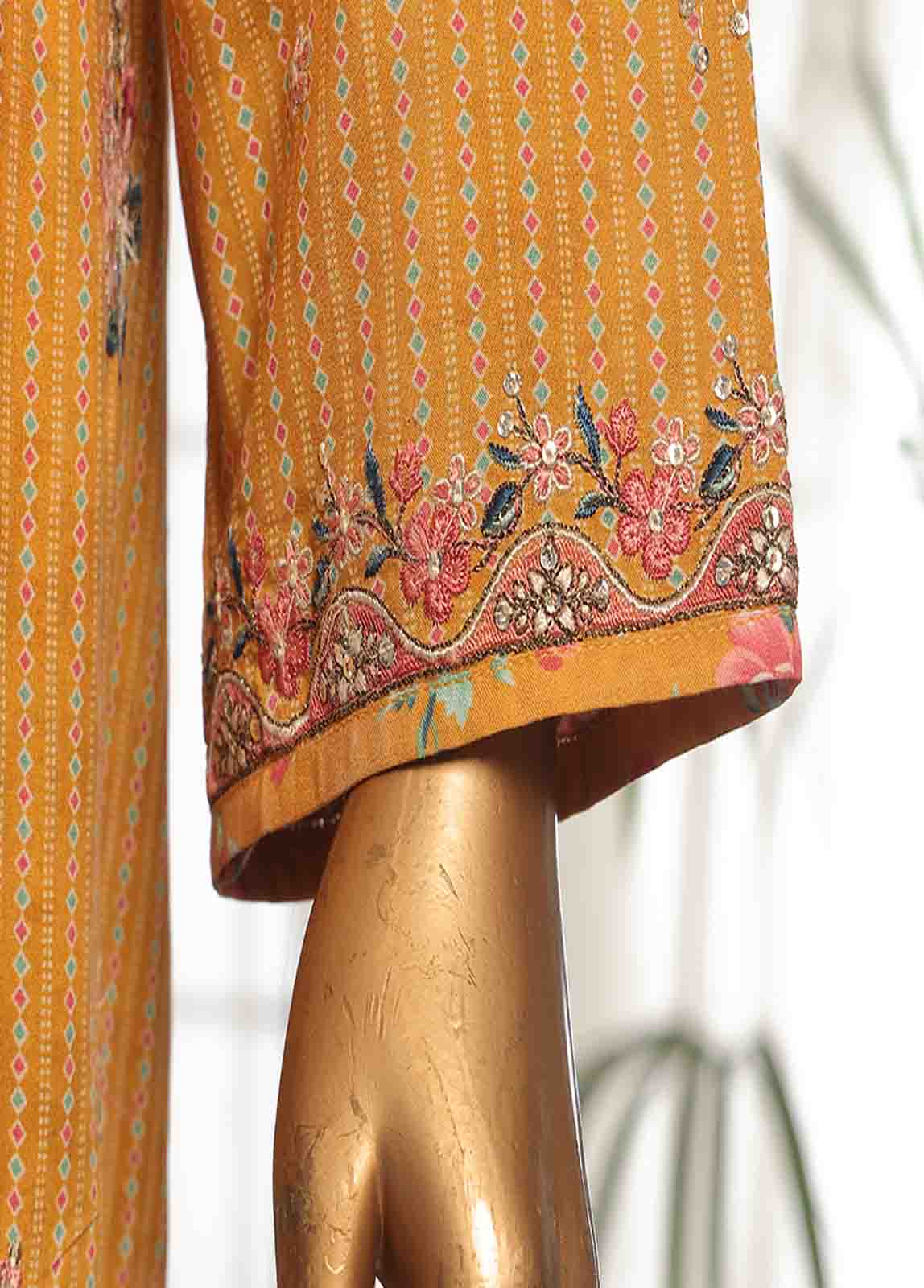 Bin Saeed Fabric - SM-EKS-010 O-B- 3 Piece Printed Embroidered Stitched Suit