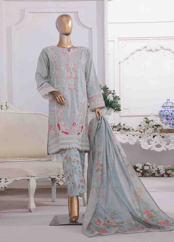 SM-EKS-011 O-A- 3 Piece Printed Embroidered Stitched Suit
