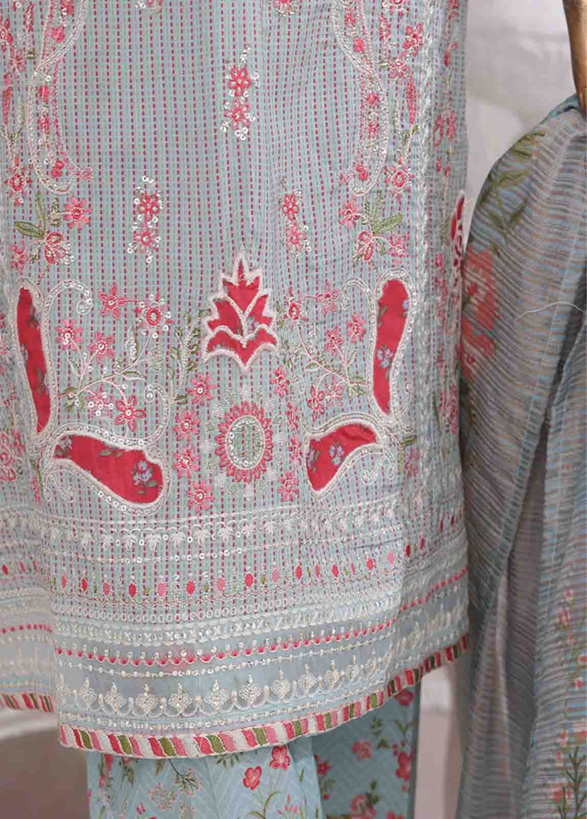 Bin Saeed Fabric - SM-EKS-011 O-A- 3 Piece Printed Embroidered Stitched Suit