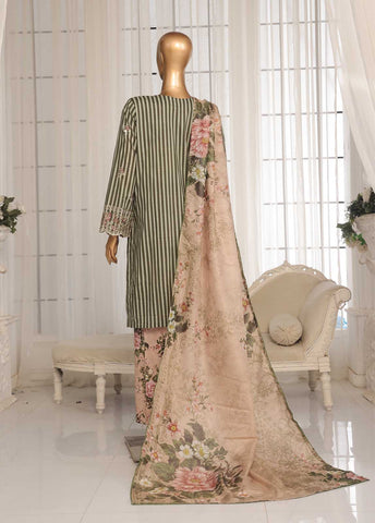 Bin Saeed Fabric - SM-EKS-012 O-S- 3 Piece Printed Embroidered Stitched Suit