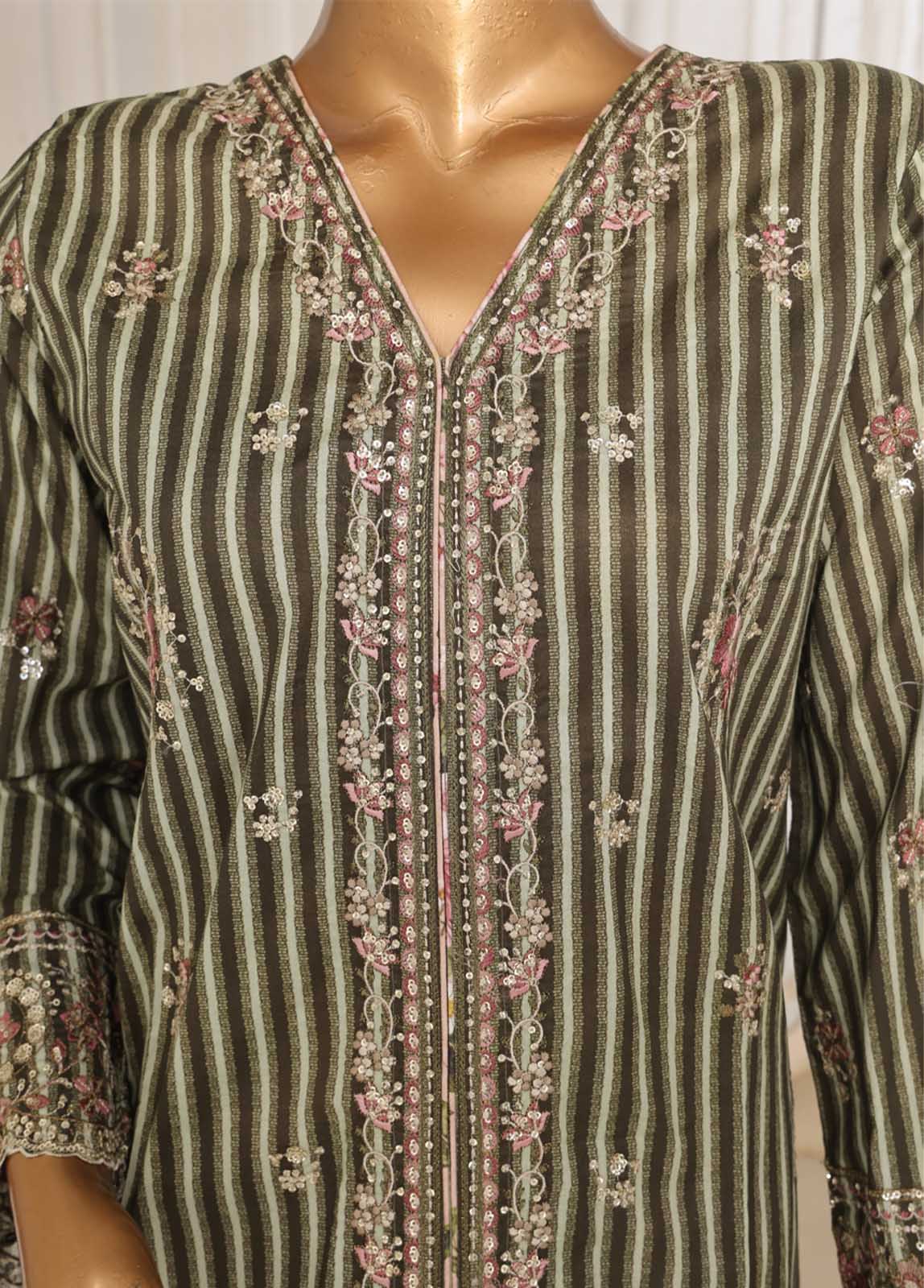 Bin Saeed Fabric - SM-EKS-012 O-S- 3 Piece Printed Embroidered Stitched Suit