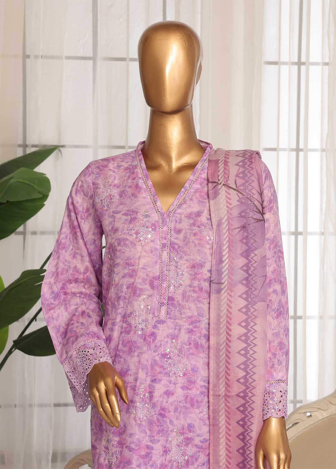 Bin Saeed Fabric - SM-EKS-017 B-S- 3 Piece Printed Embroidered Stitched Suit