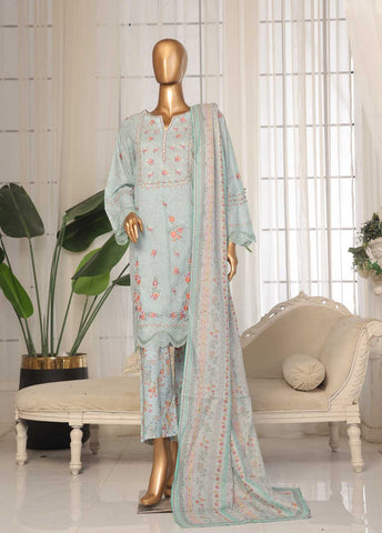 SM-EKS-018 A-S- 3 Piece Printed Embroidered Stitched Suit