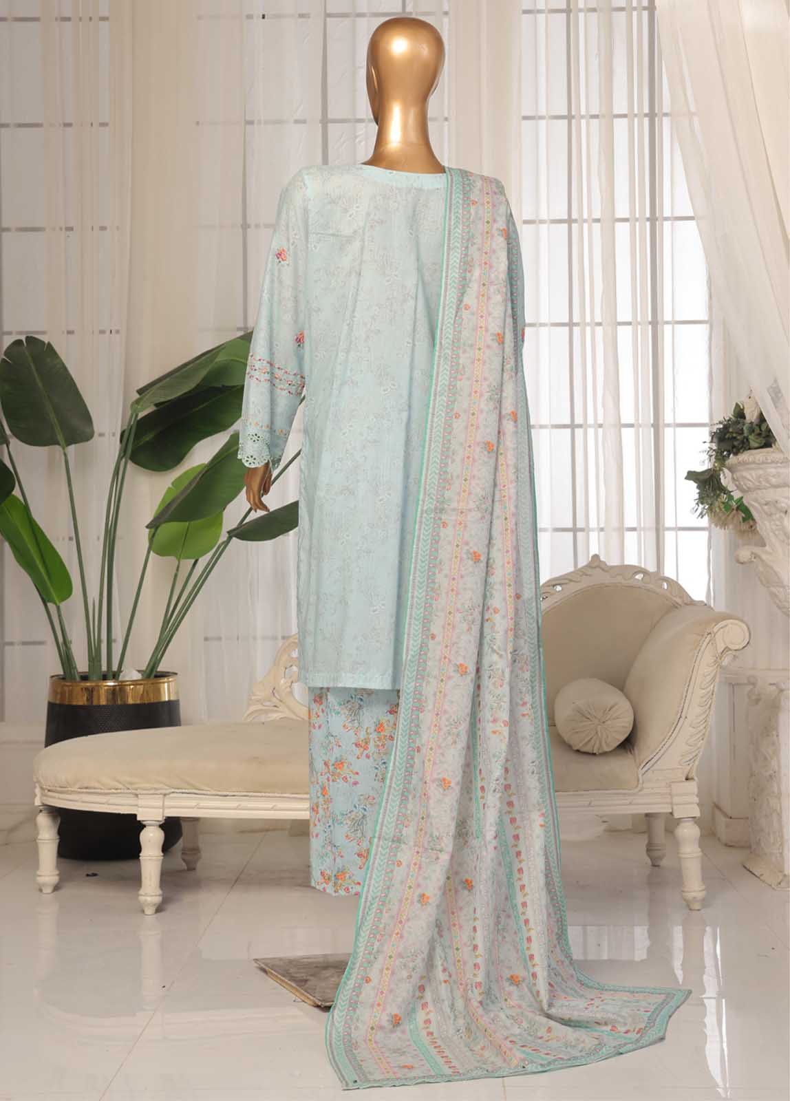 Bin Saeed Fabric - SM-EKS-018 A-S- 3 Piece Printed Embroidered Stitched Suit