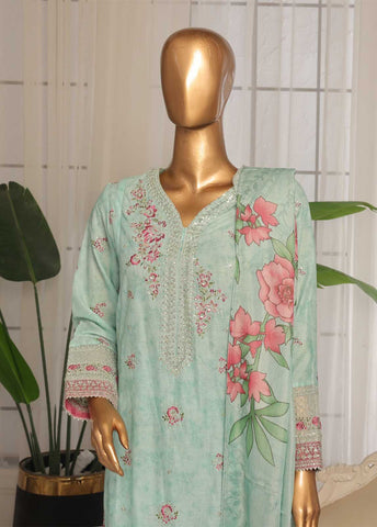 SM-EKS-021 A-S- 3 Piece Printed Embroidered Stitched Suit