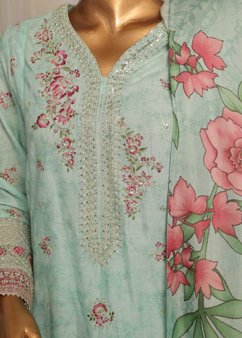 SM-EKS-021 A-S- 3 Piece Printed Embroidered Stitched Suit