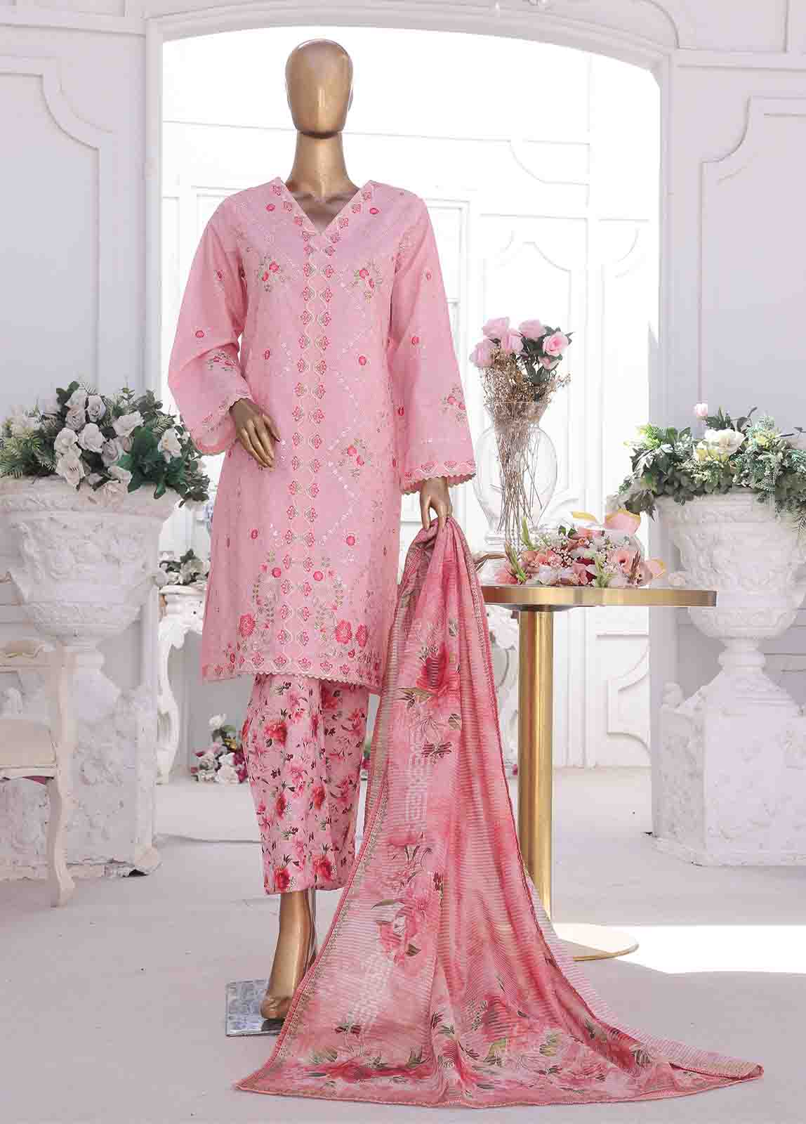 Bin Saeed Fabric - SM-EKS-022 B-B- 3 Piece Printed Embroidered Stitched Suit