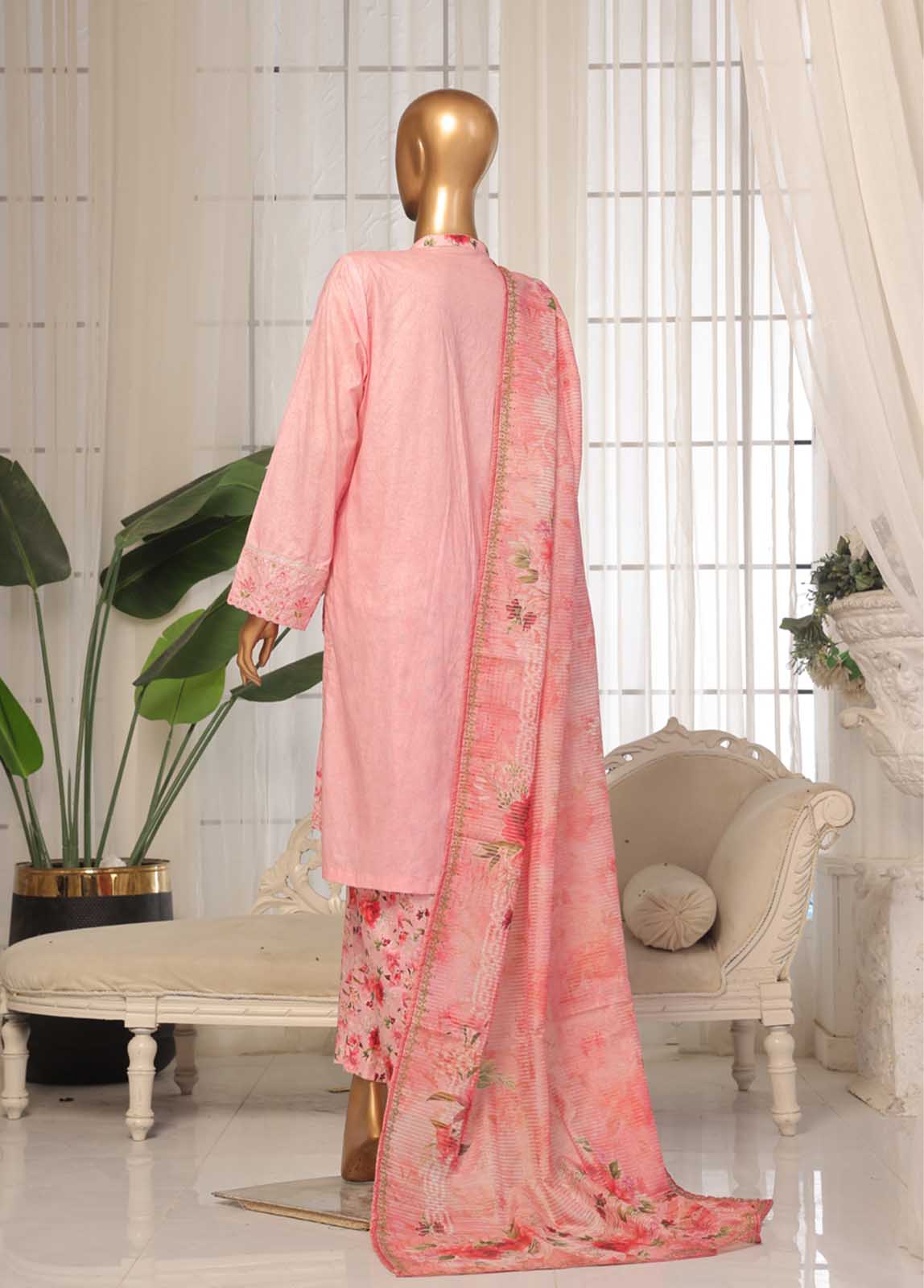 Bin Saeed Fabric - SM-EKS-022 B-S- 3 Piece Printed Embroidered Stitched Suit
