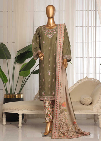 SM-EKS-024 A-S- 3 Piece Printed Embroidered Stitched Suit