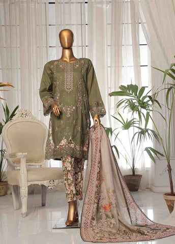 Bin Saeed Fabric - SM-EKS-024 A-B- 3 Piece Printed Embroidered Stitched Suit
