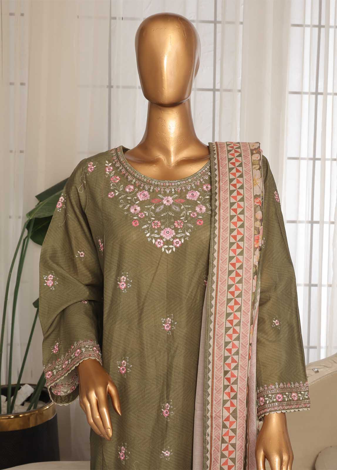 Bin Saeed Fabric - SM-EKS-024 A-S- 3 Piece Printed Embroidered Stitched Suit