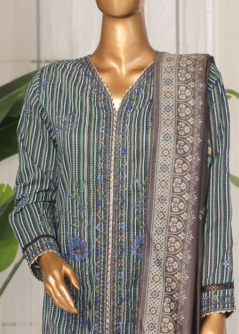 SM-EKS-04 A-S- 3 Piece Printed Embroidered Stitched Suit