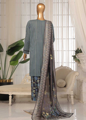 SM-EKS-04 A-S- 3 Piece Printed Embroidered Stitched Suit