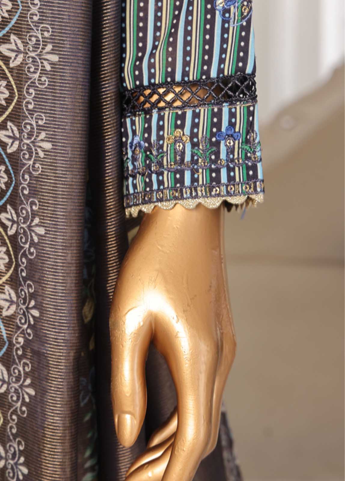 Bin Saeed Fabric - SM-EKS-04 A-S- 3 Piece Printed Embroidered Stitched Suit