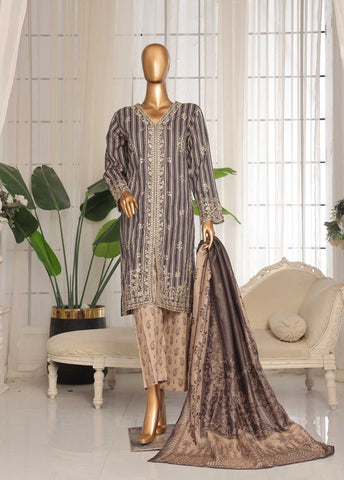 SM-EKS-06 B-S- 3 Piece Printed Embroidered Stitched Suit