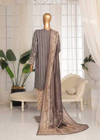 SM-EKS-06 B-S- 3 Piece Printed Embroidered Stitched Suit