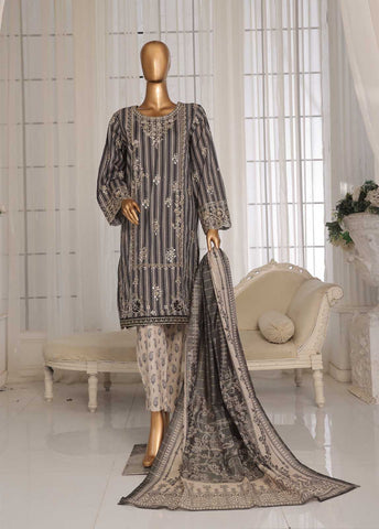 SM-EKS-07 A-S- 3 Piece Printed Embroidered Stitched Suit