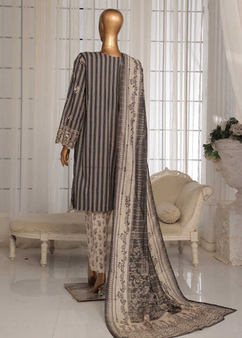 SM-EKS-07 A-S- 3 Piece Printed Embroidered Stitched Suit