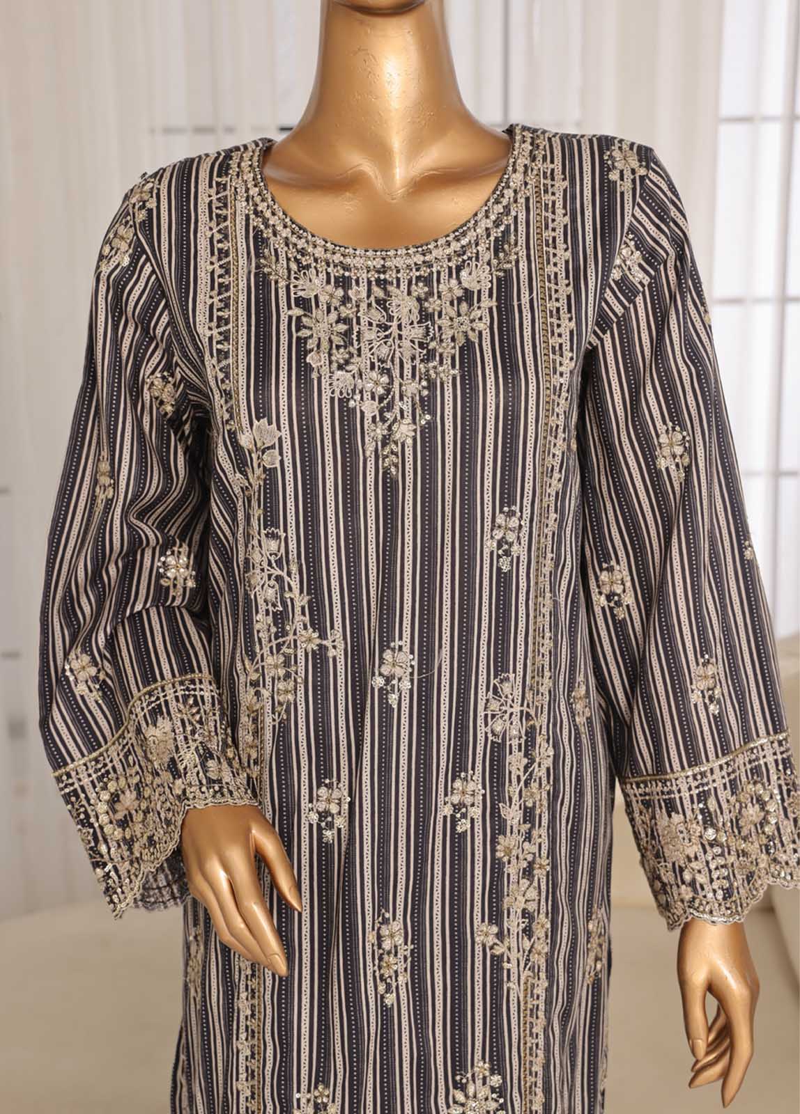 Bin Saeed Fabric - SM-EKS-07 A-S- 3 Piece Printed Embroidered Stitched Suit