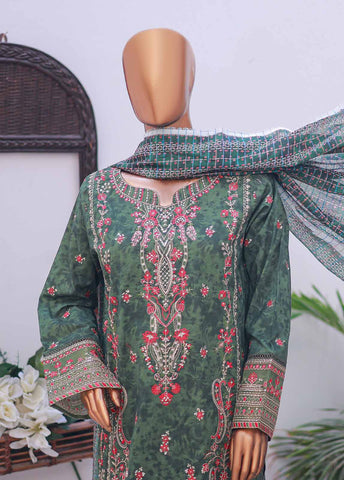 Bin Saeed Fabric - SM-EMB-013- 3 Piece Printed Embroidered Stitched Suit