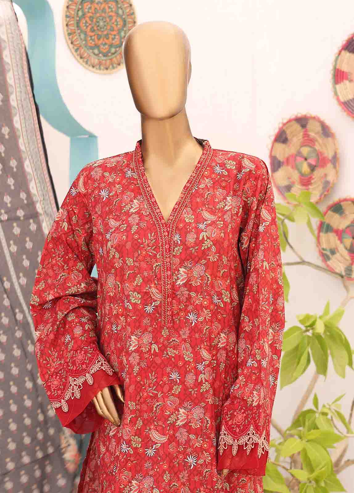 Bin Saeed Fabric - SM-EMB-0170-3 Piece Cutwork Kari Stitched Suit