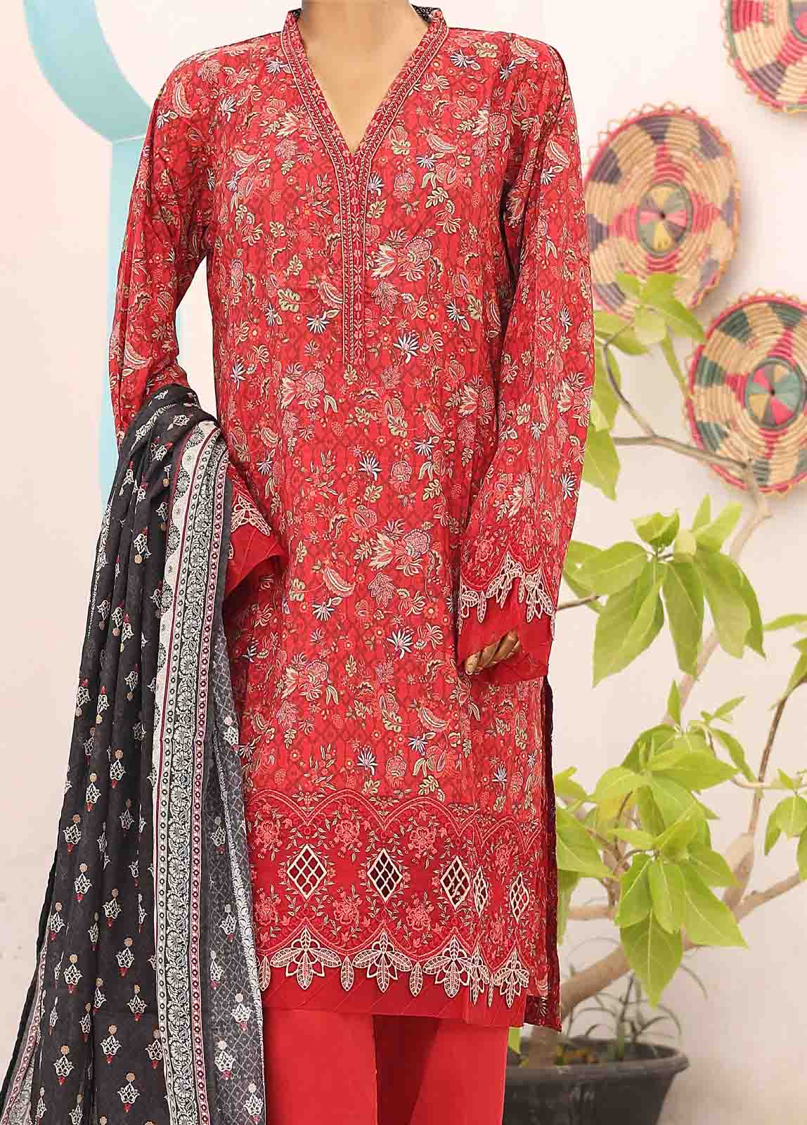Bin Saeed Fabric - SM-EMB-0170-3 Piece Cutwork Kari Stitched Suit