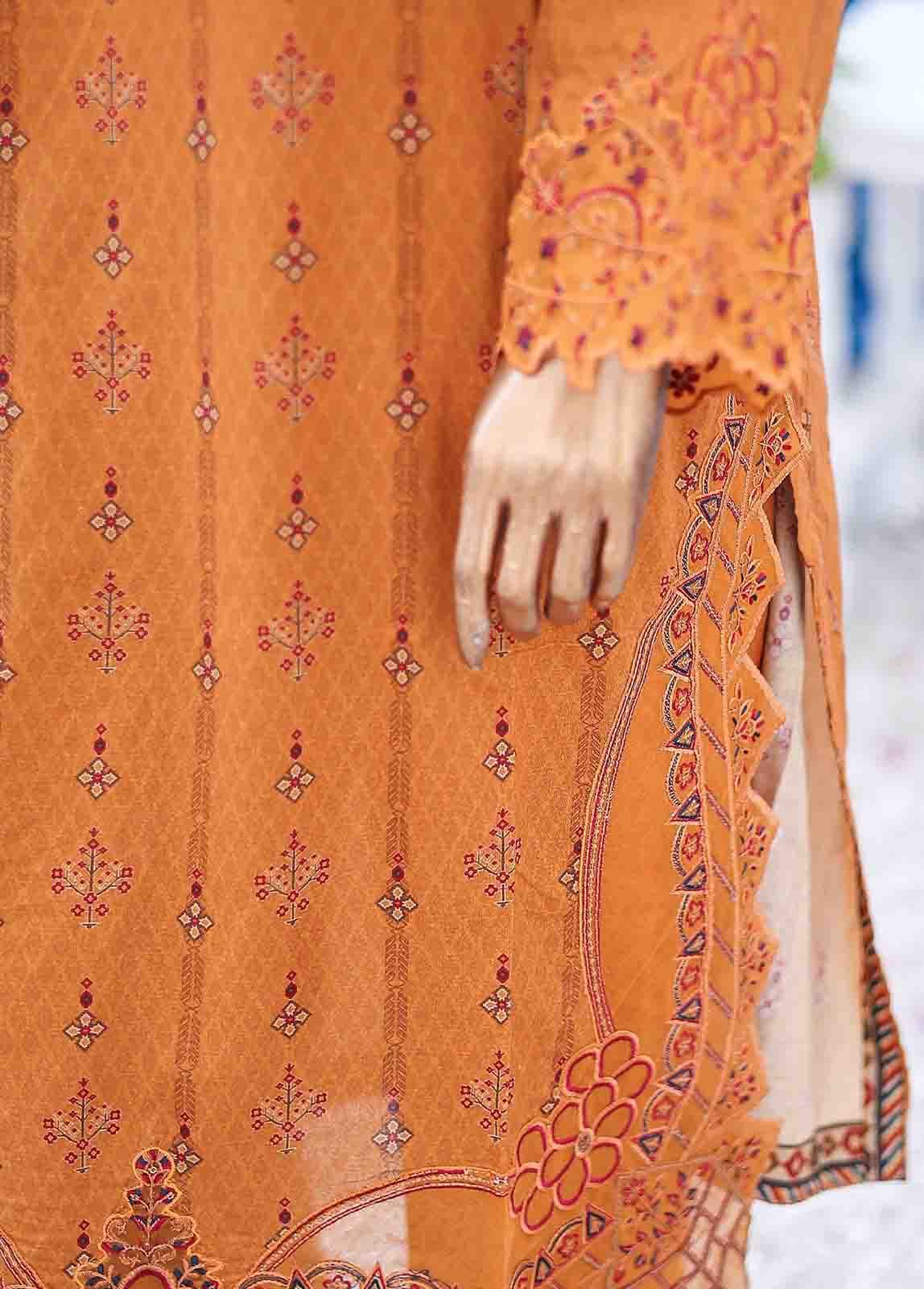 Bin Saeed Fabric - SM-EMB-0180-3 Piece Cutwork Kari Stitched Suit