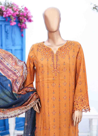 Bin Saeed Fabric - SM-EMB-0180-3 Piece Cutwork Kari Stitched Suit