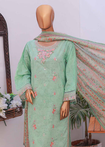 Bin Saeed Fabric - SM-EMB-019A- 3 Piece Printed Embroidered Stitched Suit
