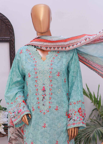 SM-EMB-020 A-B- 3 Piece Printed Embroidered Stitched Suit