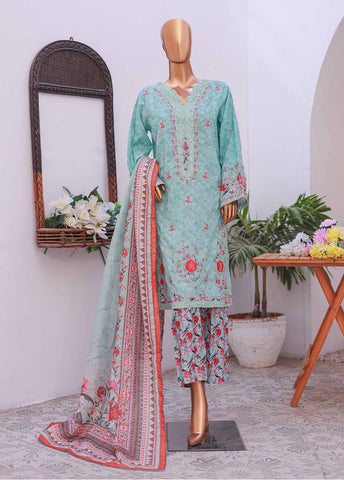 SM-EMB-020 A-B- 3 Piece Printed Embroidered Stitched Suit