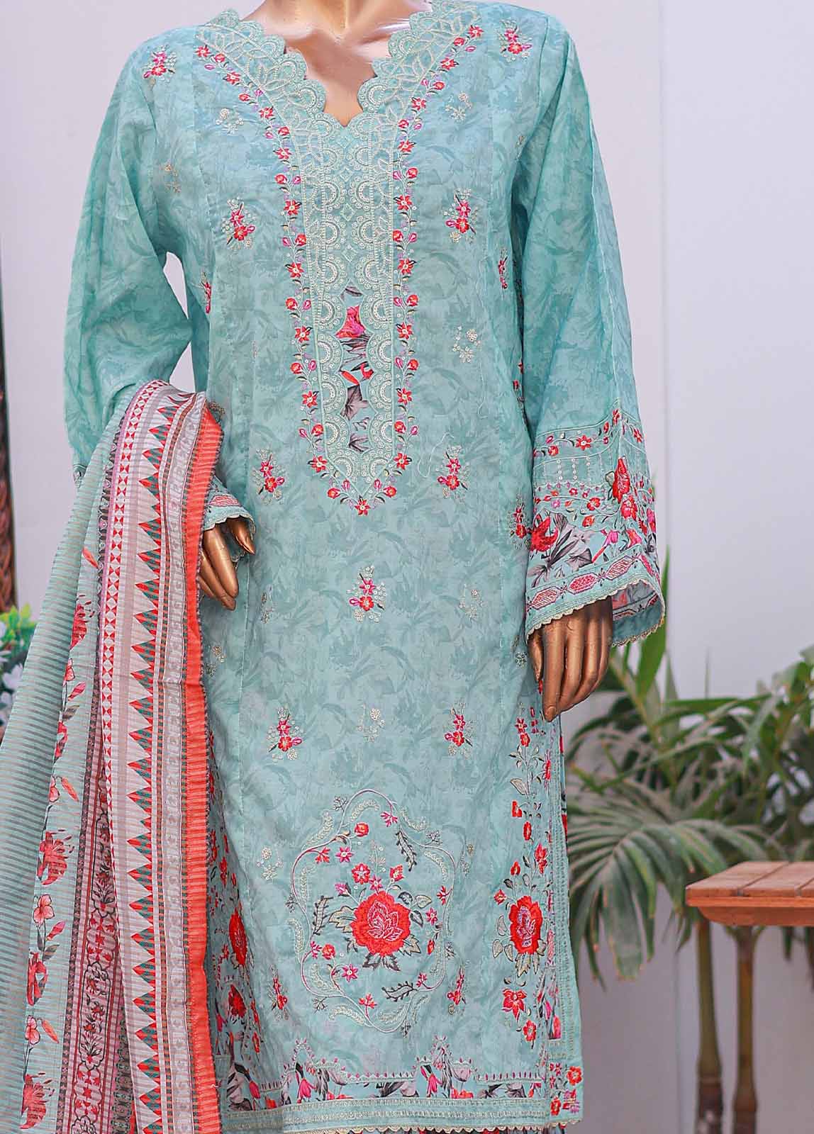 Bin Saeed Fabric - SM-EMB-020 A-B- 3 Piece Printed Embroidered Stitched Suit