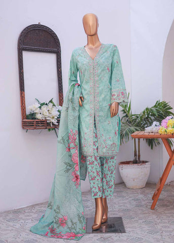 Bin Saeed Fabric - SM-EMB-021 O- 3 Piece Printed Embroidered Stitched Suit