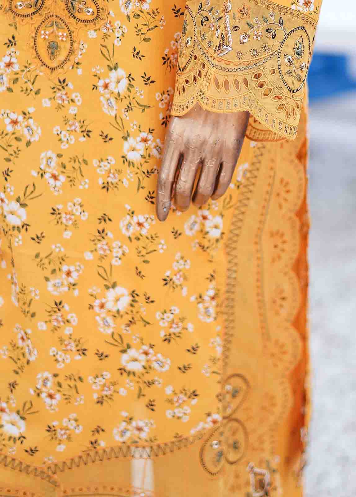 Bin Saeed Fabric - SM-EMB-0221-3 Piece Cutwork Kari Stitched Suit