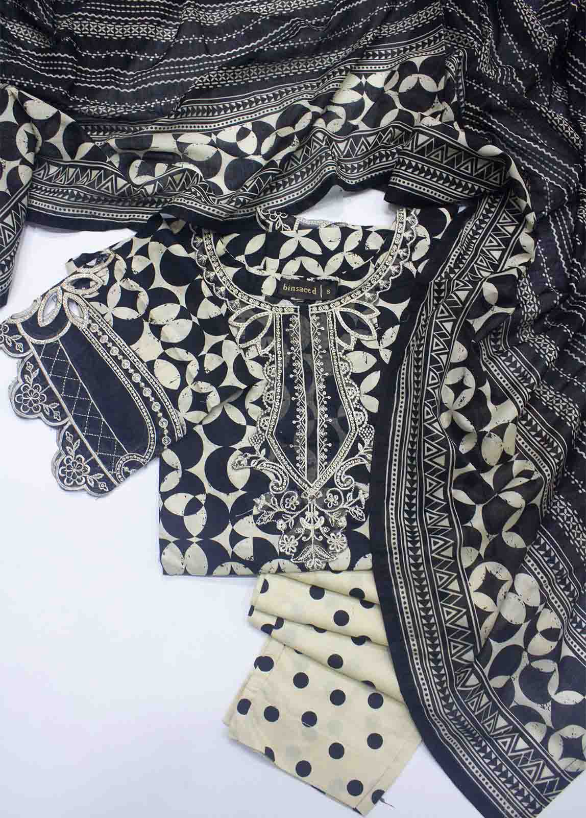 Bin Saeed Fabric - SM-EMB-0224- 3 Piece Embroidered Stitched Suit