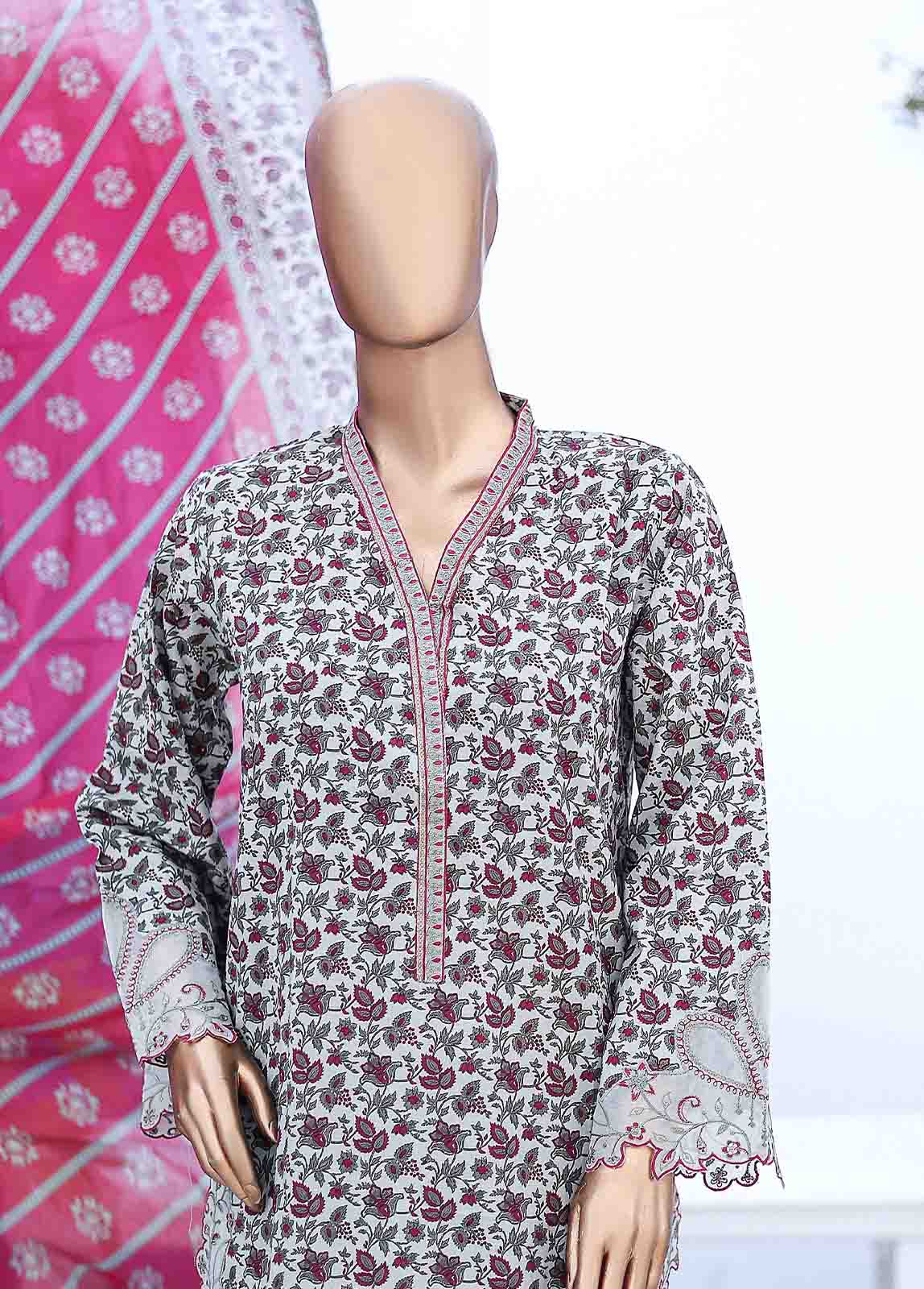 Bin Saeed Fabric - SM-EMB-0225-3 Piece Cutwork Kari Stitched Suit